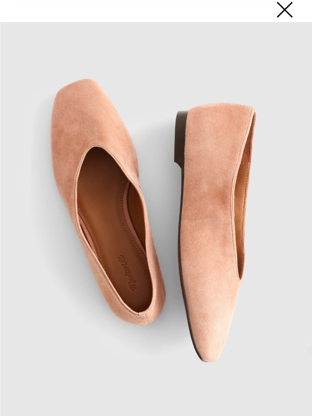 Madewell Suede Almond-Toe Flats in warm umber